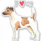 Ich Liebe meinen Smooth Fox Terrier Vinyl Sticker (Vorderseite)