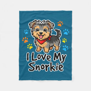 Ich liebe meinen Snorkie Cute Schnauzer Yorkie Mix Fleecedecke
