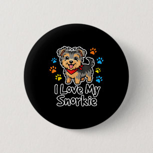 Ich liebe meinen Snorkie süße Schnauzer Yorkie Mis Button