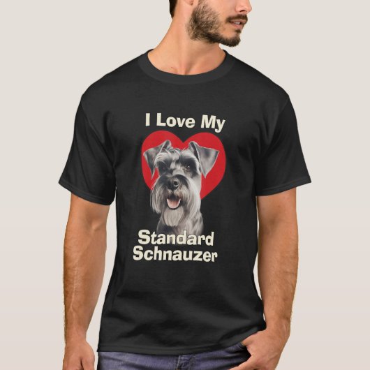 Ich Liebe meinen Standard Schnauzer Welpen Hund T-Shirt (Vorderseite)