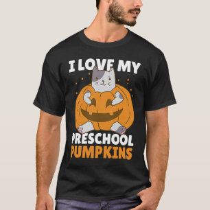 Ich liebe meinen Vorschul-Kürbis mit Katze für die T-Shirt