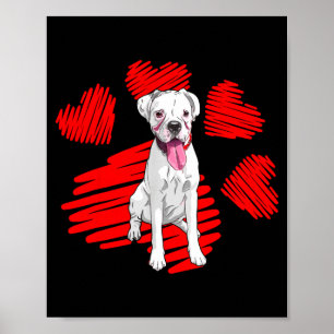 Ich liebe meinen weißen Boxer-Hund Pfote Herz Vale Poster