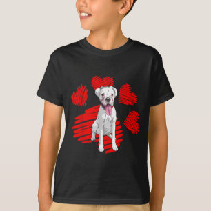 Ich liebe meinen weißen Boxerhund Pfote Herz Valen T-Shirt
