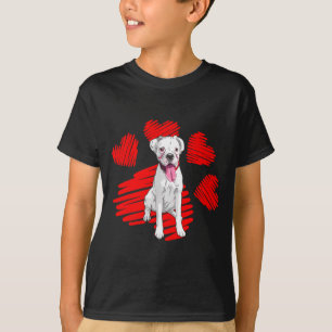Ich liebe meinen weißen Boxerhund Pfote Herz Valen T-Shirt