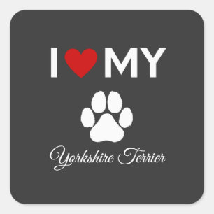 Ich Liebe meinen Yorkshire Terrier Hundehund Quadratischer Aufkleber