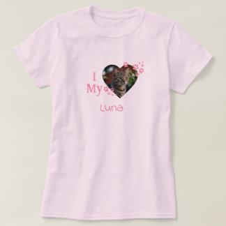 Ich Liebe meiner Katze Custom Foto, Name und Rasse T-Shirt