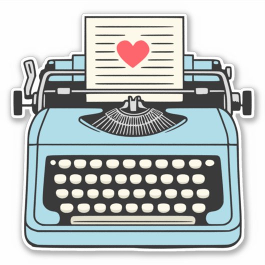 Ich Liebe meiner Schreibmaschine Aufkleber (Vorderseite)