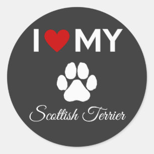 Ich Liebe meines Scottish Terrier Hundes Runder Aufkleber