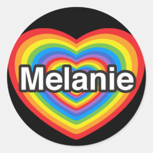 Ich liebe Melanie. Ich liebe dich Melanie. Herz Runder Aufkleber