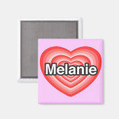 Ich Liebe Melanie. Ich Liebe dir Melanie. Herz Magnet (Vorderseite/Rückseite)