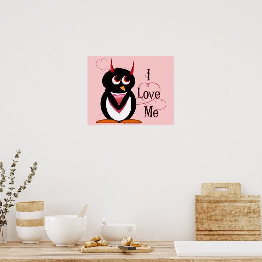 Ich Liebe mich! Evil Penguin Poster (Küche)