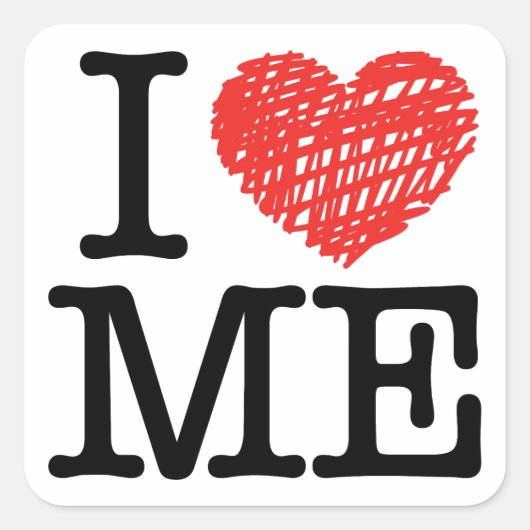 Ich Liebe mich Quadratischer Aufkleber (Vorderseite)