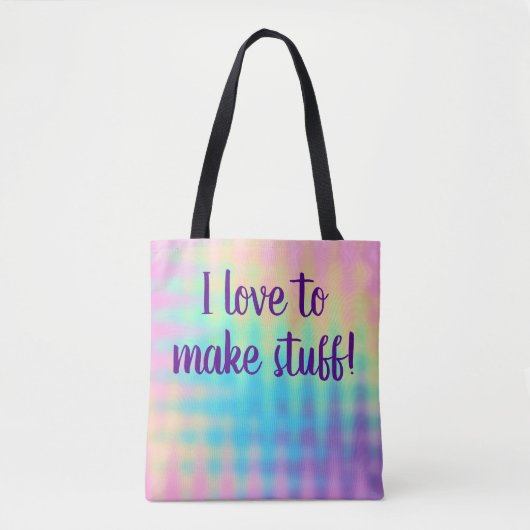 "Ich Liebe, mich zu machen!" Pastel Rainbow Tasche (Vorderseite)