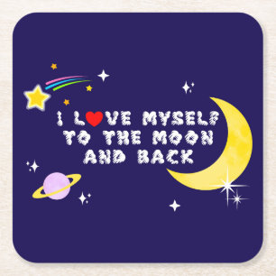 Ich Liebe mich zum Mond und zurück Positiv bezeuge Rechteckiger Pappuntersetzer