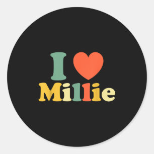 Ich liebe Millie, ich liebe Millie, rotes Herz Val Runder Aufkleber