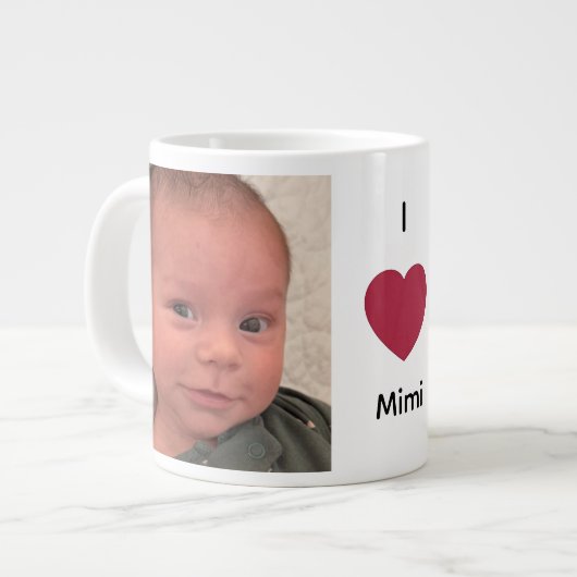 Ich liebe Mimi Oma Opa PaPa 2 Foto Jumbo-Tasse (Vorderseite Links)