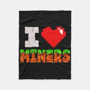 Ich liebe Miners Funny Heart Video Gamer Meme Pixe Fleecedecke