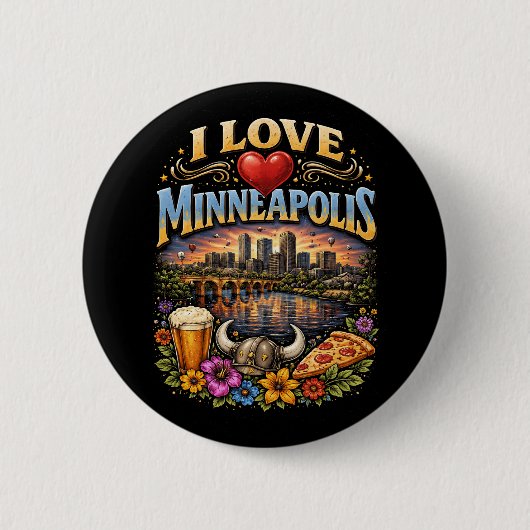 Ich liebe Minneapolis Button (Vorderseite)