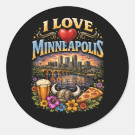 Ich liebe Minneapolis Runder Aufkleber