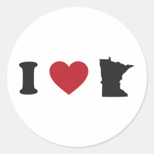 Ich liebe Minnesota Runder Aufkleber