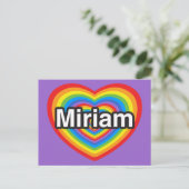 Ich Liebe Miriam. Ich Liebe dir Miriam. Herz Postkarte (Stehend Vorderseite)
