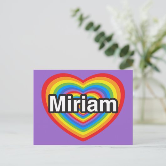 Ich Liebe Miriam. Ich Liebe dir Miriam. Herz Postkarte (Stehend Vorderseite)