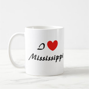 Ich liebe Mississippi Herz Typography Kaffeetasse