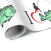 Ich Liebe, mit einem roten Herz angeln zu gehen Geschenkpapier (Rolleneckpunkt)