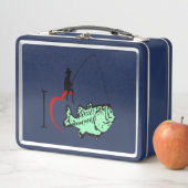 Ich Liebe, mit einem roten Herz angeln zu gehen Metall Lunch Box (Beispiel)