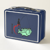 Ich Liebe, mit einem roten Herz angeln zu gehen Metall Lunch Box (Rückseite)