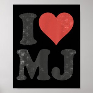 Ich liebe Mj Vintage Fan Merch Red Heart Initialen Poster