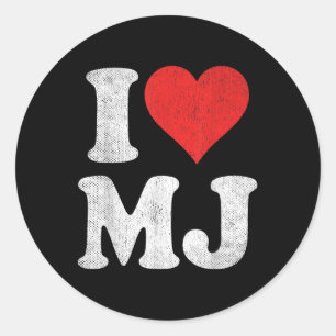 Ich liebe Mj Vintage Fan Merch Red Heart Initialen Runder Aufkleber