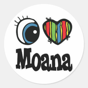 Ich liebe Moana Runder Aufkleber