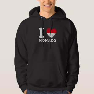 Ich liebe Monaco Flagge in Herzform Monaco Hoodie