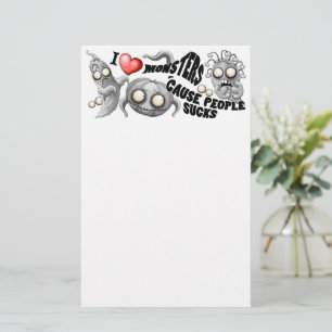 Ich Liebe Monster, weil Leute Ist zum Kotzen sind Briefpapier