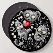 Ich Liebe Monster, weil Leute Ist zum Kotzen sind Button (Vorne & Hinten)