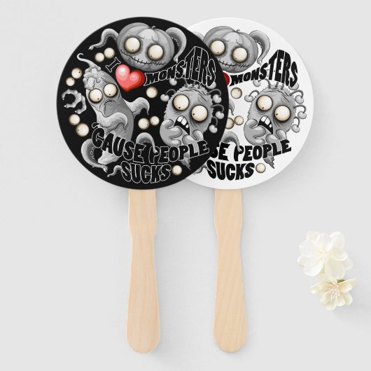 Ich Liebe Monster, weil Leute Ist zum Kotzen sind Fächer (Vorne und Hinten)