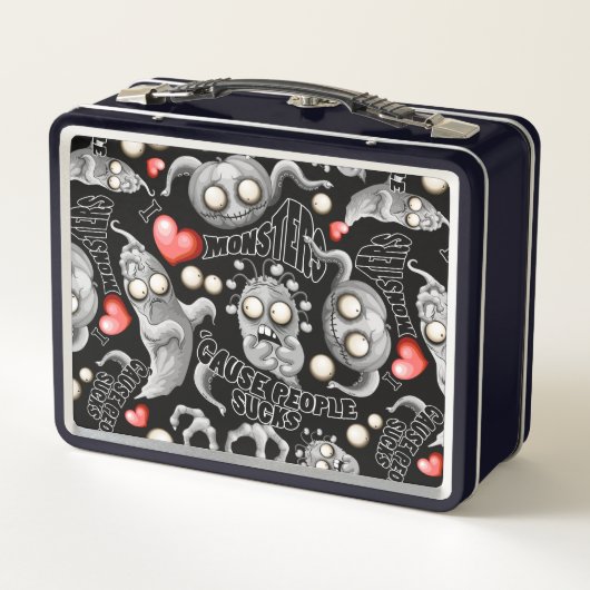 Ich Liebe Monster, weil Leute Ist zum Kotzen sind Metall Brotdose (Rückseite)