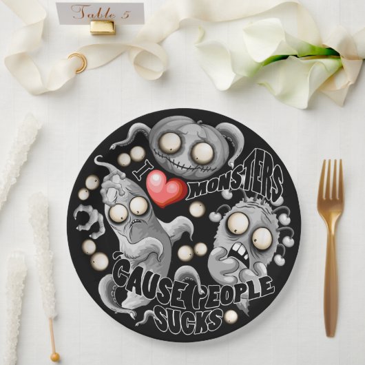 Ich Liebe Monster, weil Leute Ist zum Kotzen sind Pappteller (Hochzeit)