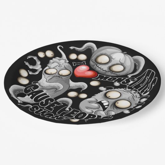 Ich Liebe Monster, weil Leute Ist zum Kotzen sind Pappteller (Schrägansicht)