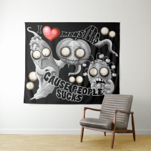Ich Liebe Monster, weil Leute Ist zum Kotzen sind Wandteppich