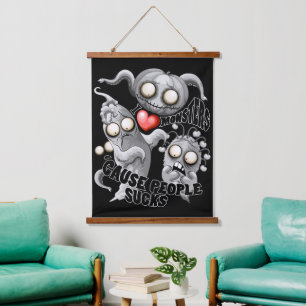 Ich Liebe Monster, weil Leute Ist zum Kotzen sind Wandteppich Mit Holzrahmen