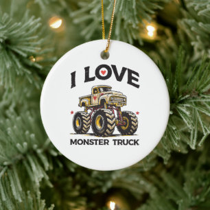 Ich liebe Monstertruck Keramik Ornament
