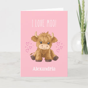 Ich liebe Moo Highland Kuh Valentinstag Feiertagskarte