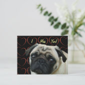 Ich Liebe Möpsen mit Herz Postkarte (Stehend Vorderseite)