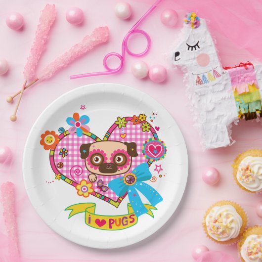 Ich Liebe Möpsen! Pappteller (Party)