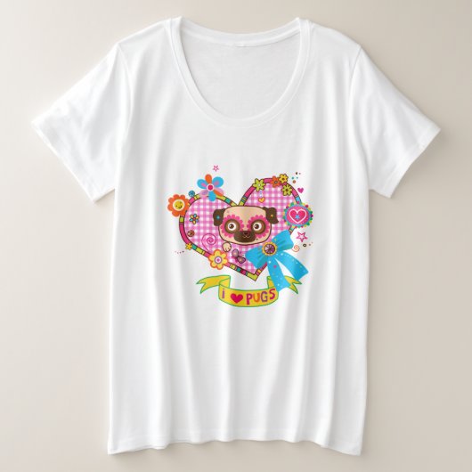 Ich Liebe Möpsen! Plus-Skaliertes Shirt (Design vorne)