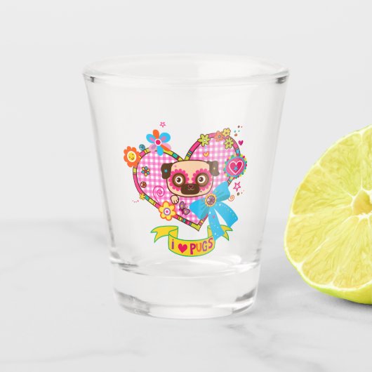 Ich Liebe Möpsen! Schnapsglas (Vorderseite)