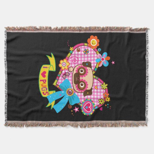 Ich Liebe Möpsen! Throw Decke (Vorderseite)