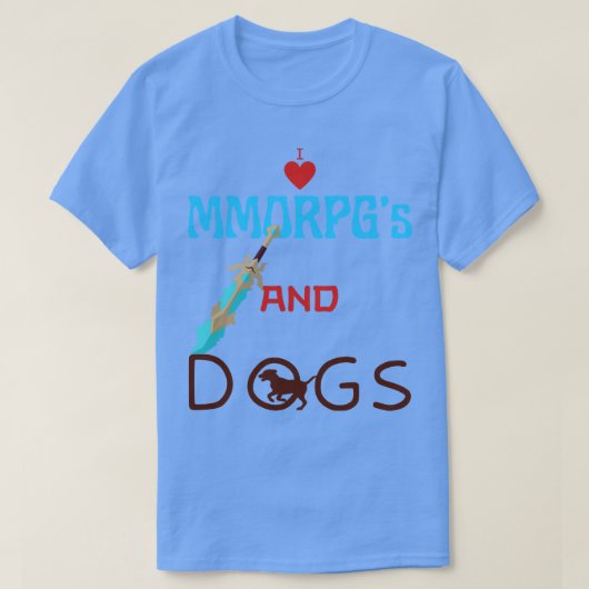 Ich Liebe Morpgs und Hunde T-Shirt (Design vorne)